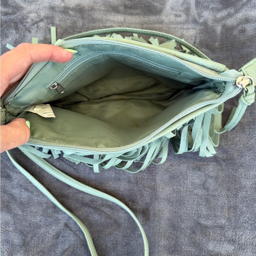 Fringe Crossbody Bag in Sage/Mint Green - Picture 8 of 9